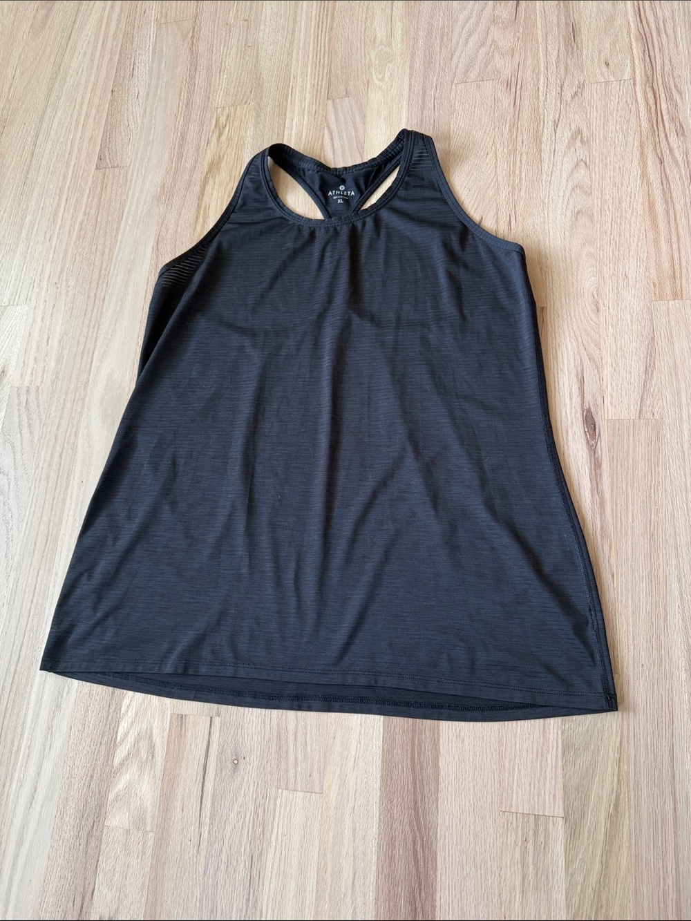 ATHLETA Chi Tank Top Size X Large Black Striped Racerback Scoop Neck Women's